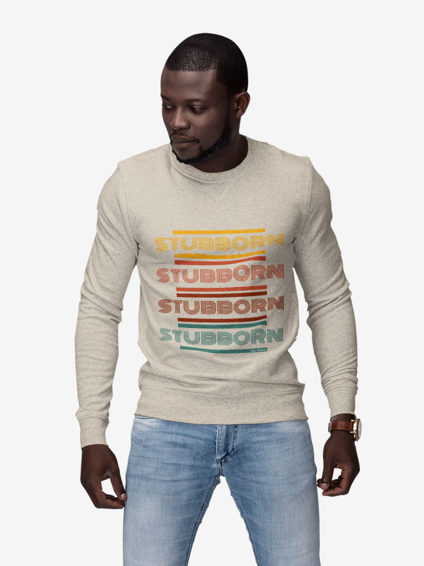 Stay Stubborn Retro - Men's Crewneck Sweatshirt