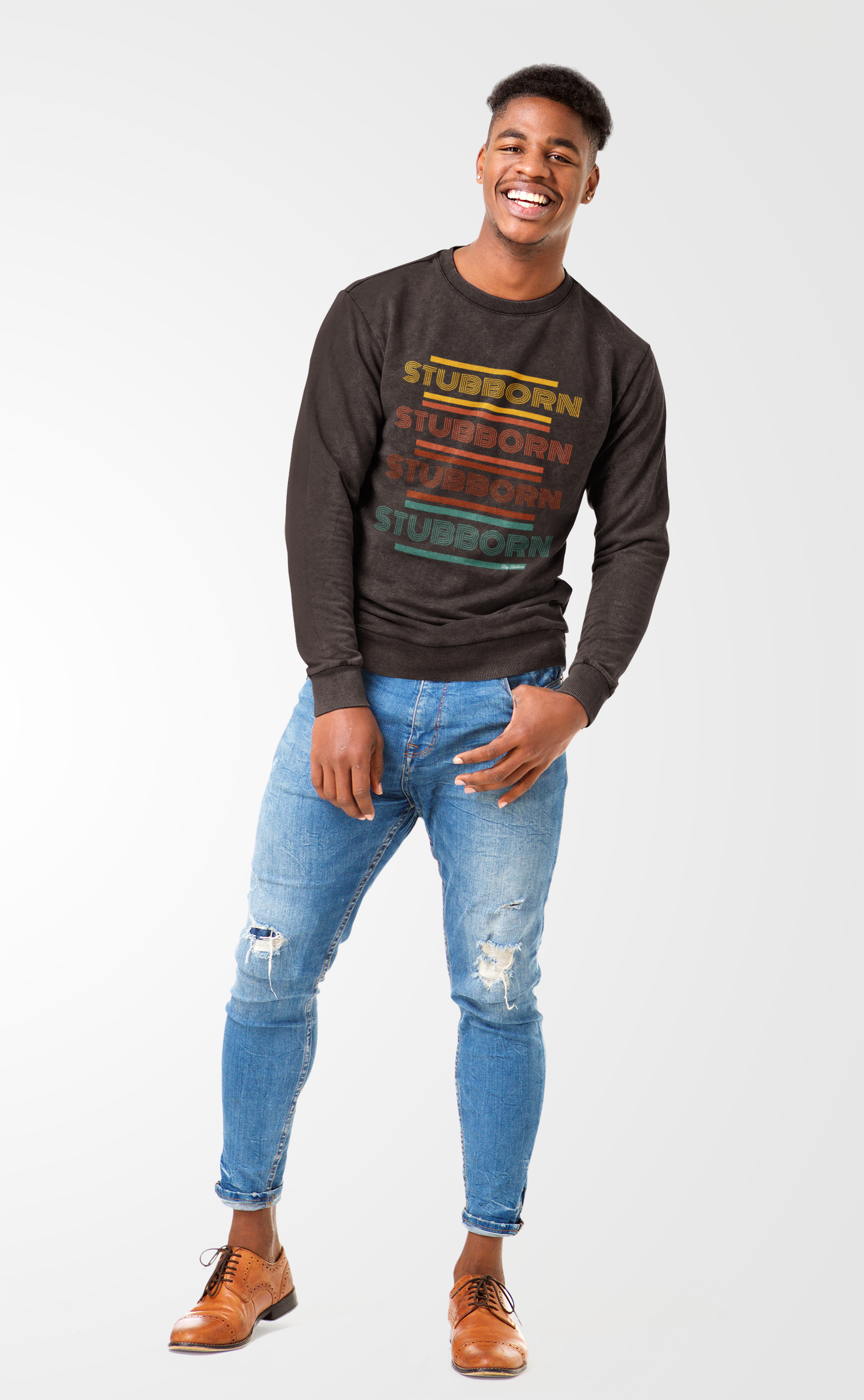 Stay Stubborn Retro - Men's Crewneck Sweatshirt