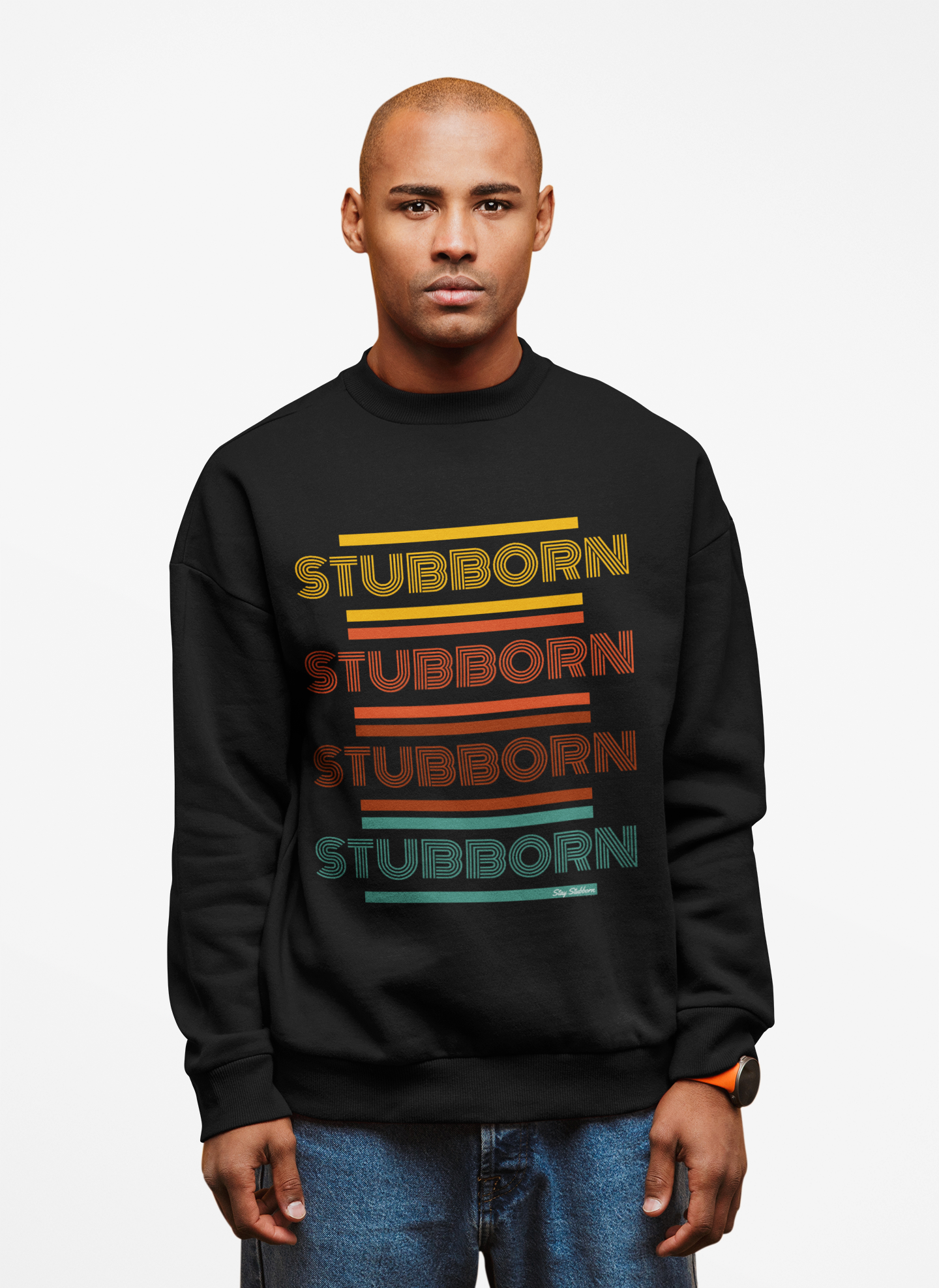 Stay Stubborn Retro - Men's Crewneck Sweatshirt
