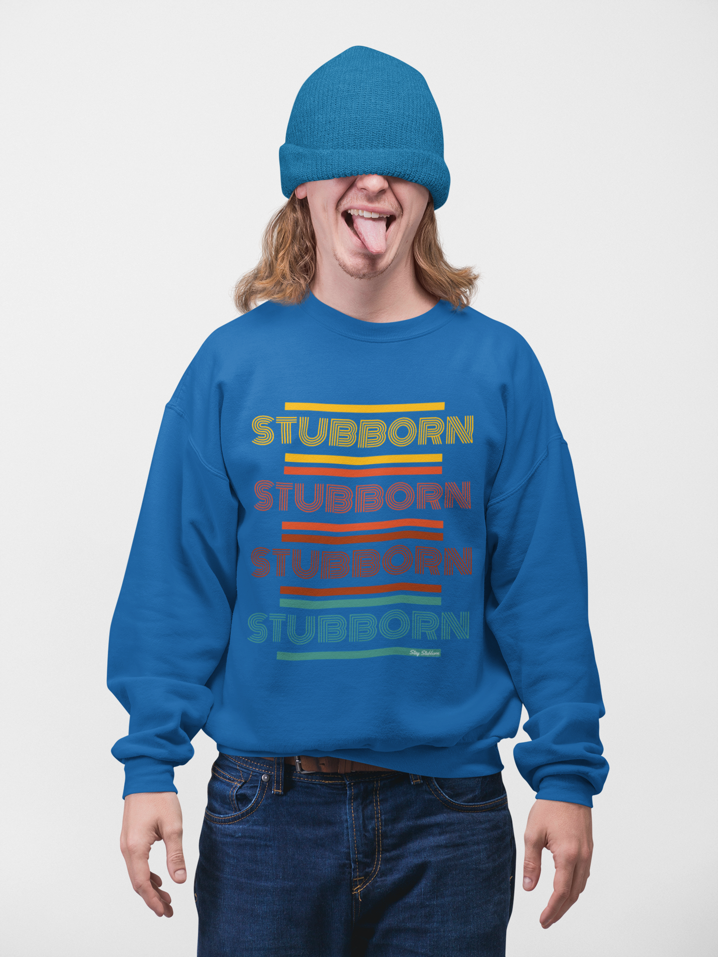 Stay Stubborn Retro - Men's Crewneck Sweatshirt