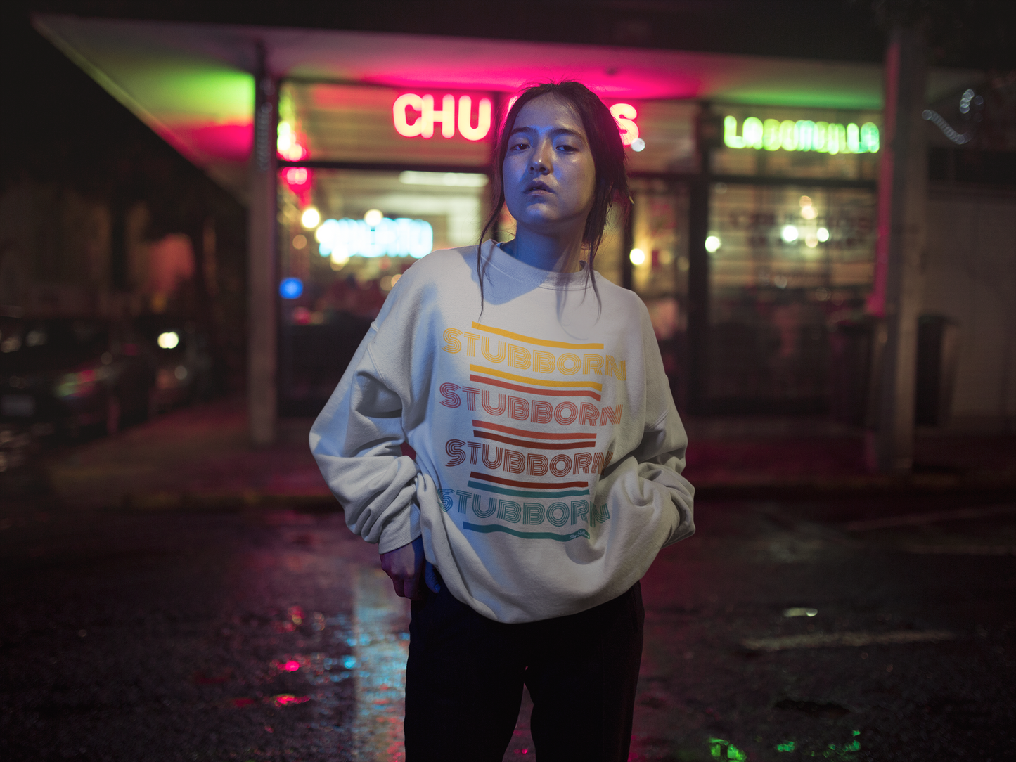 Stay Stubborn Retro - Women's Crewneck Sweatshirt